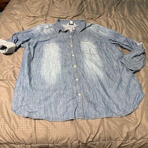 Old Navy The Classic Shirt Button Down Shirt Women's Size 2x Blue 100% Cotton